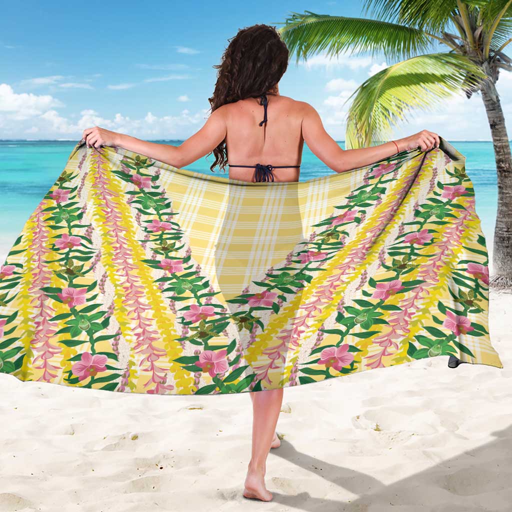 Hawaii Pikake Lokelani Plumeria Lei Sarong Yellow Palaka Motifs