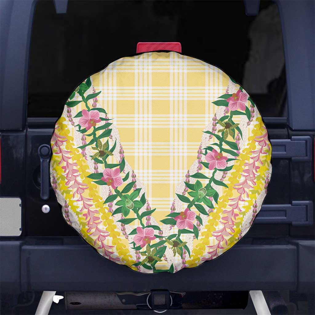 Hawaii Pikake Lokelani Plumeria Lei Spare Tire Cover Yellow Palaka Motifs