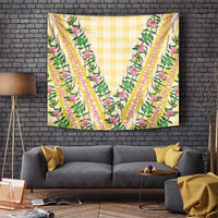 Hawaii Pikake Lokelani Plumeria Lei Tapestry Yellow Palaka Motifs LT05 Yellow - Polynesian Pride
