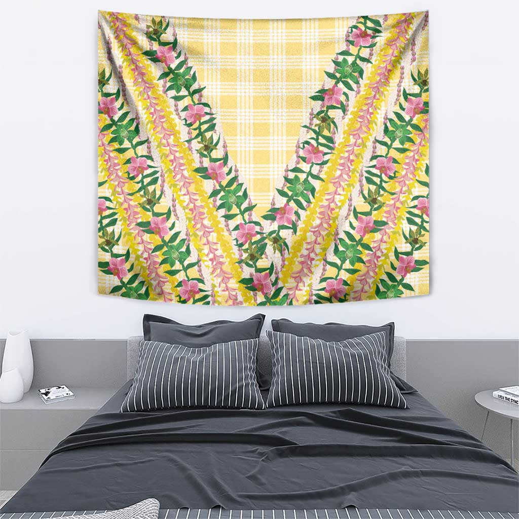 Hawaii Pikake Lokelani Plumeria Lei Tapestry Yellow Palaka Motifs LT05 - Polynesian Pride