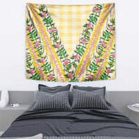 Hawaii Pikake Lokelani Plumeria Lei Tapestry Yellow Palaka Motifs LT05 - Polynesian Pride