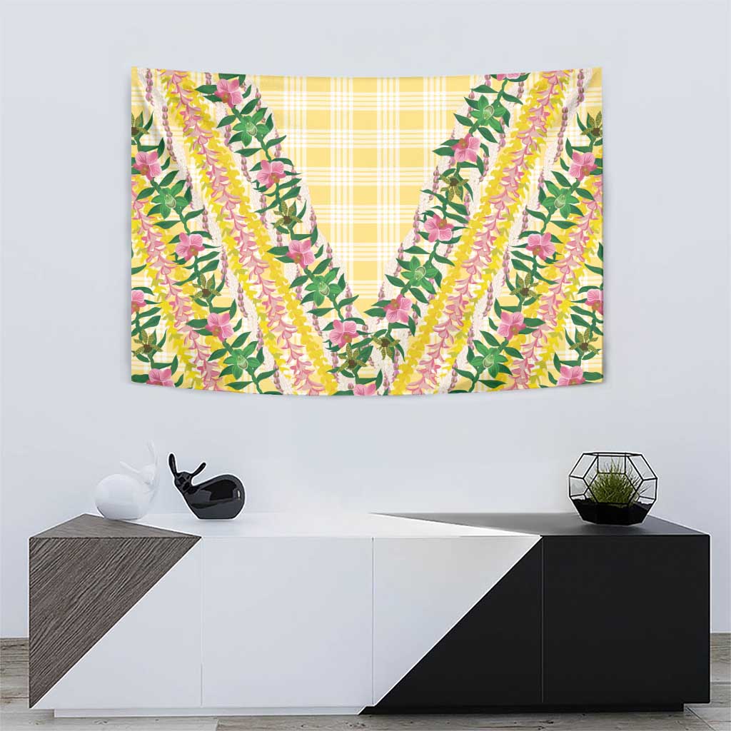 Hawaii Pikake Lokelani Plumeria Lei Tapestry Yellow Palaka Motifs LT05 - Polynesian Pride
