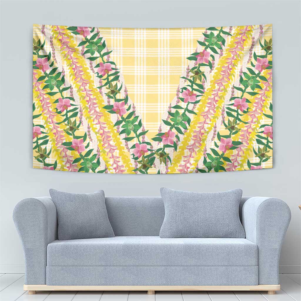 Hawaii Pikake Lokelani Plumeria Lei Tapestry Yellow Palaka Motifs LT05 - Polynesian Pride