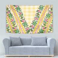 Hawaii Pikake Lokelani Plumeria Lei Tapestry Yellow Palaka Motifs LT05 - Polynesian Pride