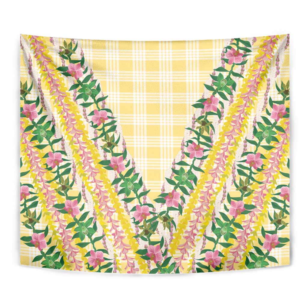 Hawaii Pikake Lokelani Plumeria Lei Tapestry Yellow Palaka Motifs LT05 - Polynesian Pride
