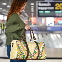 Hawaii Pikake Lokelani Plumeria Lei Travel Bag Yellow Palaka Motifs LT05 - Polynesian Pride