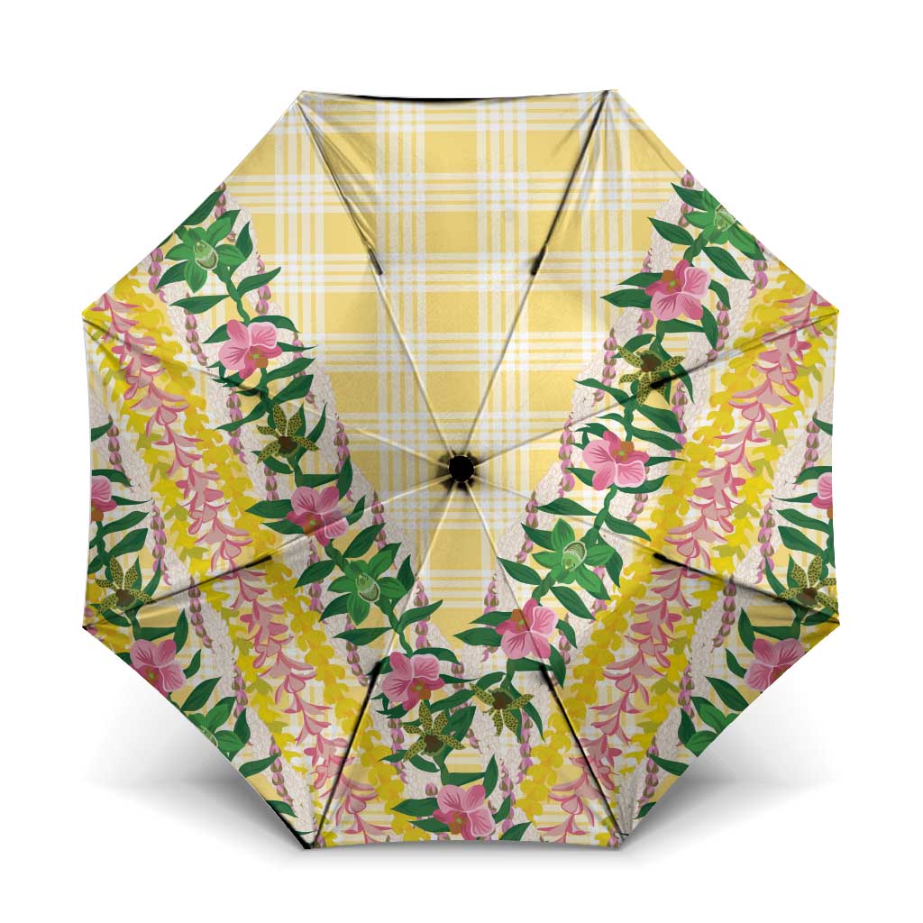 Hawaii Pikake Lokelani Plumeria Lei Umbrella Yellow Palaka Motifs