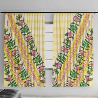 Hawaii Pikake Lokelani Plumeria Lei Window Curtain Yellow Palaka Motifs