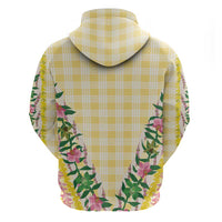 Hawaii Pikake Lokelani Plumeria Lei Zip Hoodie Yellow Palaka Motifs LT05 - Polynesian Pride