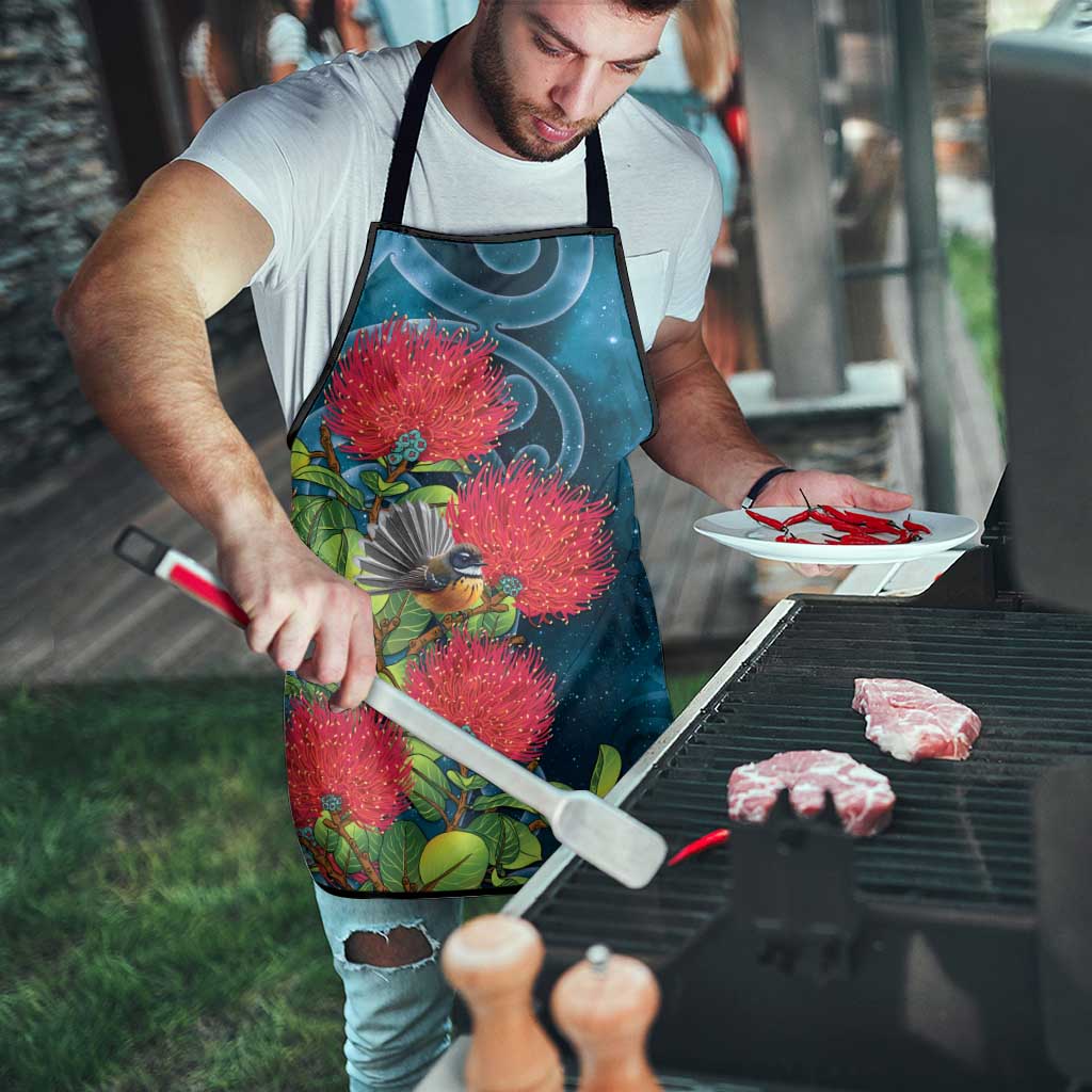 New Zealand Matariki Piwakawaka Apron Maori Koru With Pohutukawa Flowers LT05 - Polynesian Pride