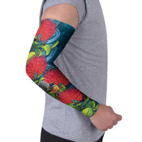 New Zealand Matariki Piwakawaka Arm Sleeves Maori Koru With Pohutukawa Flowers LT05 - Polynesian Pride