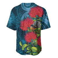 New Zealand Matariki Piwakawaka Baseball Jersey Maori Koru With Pohutukawa Flowers LT05 - Polynesian Pride