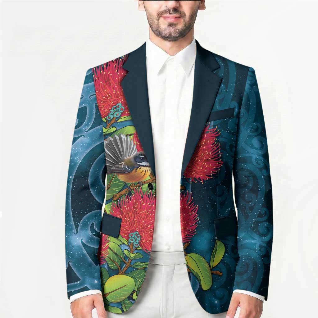 New Zealand Matariki Piwakawaka Blazer Maori Koru With Pohutukawa Flowers LT05 - Polynesian Pride