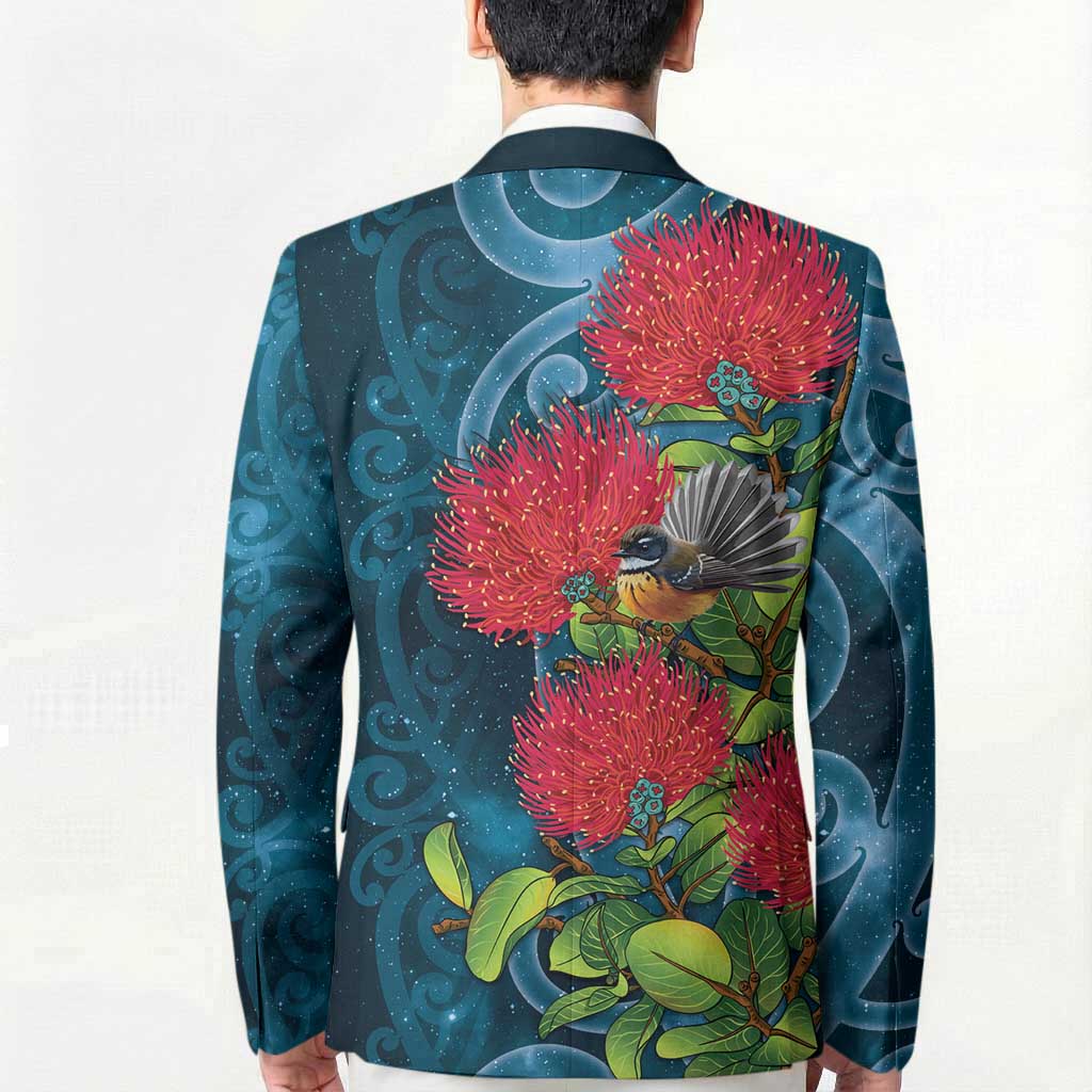 New Zealand Matariki Piwakawaka Blazer Maori Koru With Pohutukawa Flowers LT05 - Polynesian Pride