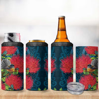 New Zealand Matariki Piwakawaka 4 in 1 Can Cooler Tumbler Maori Koru With Pohutukawa Flowers LT05 - Polynesian Pride