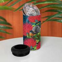 New Zealand Matariki Piwakawaka 4 in 1 Can Cooler Tumbler Maori Koru With Pohutukawa Flowers LT05 - Polynesian Pride