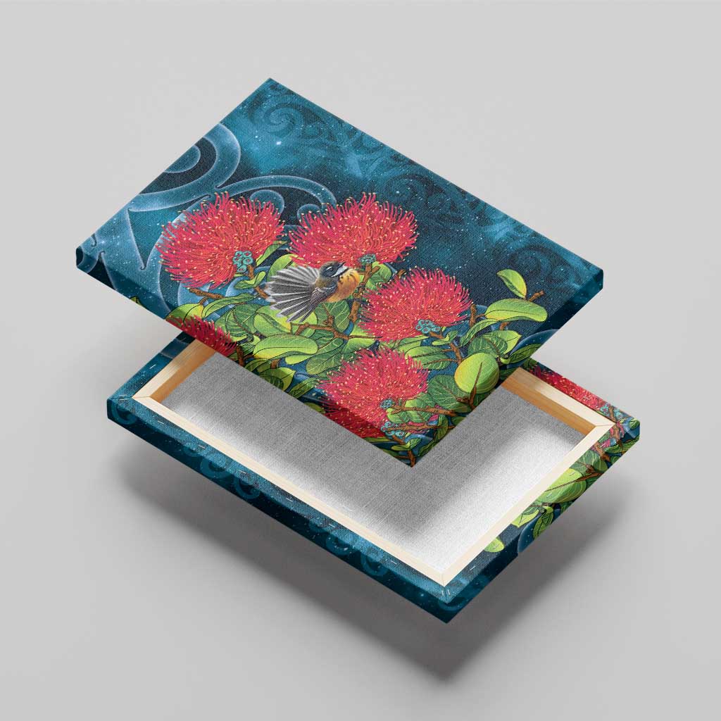 New Zealand Matariki Piwakawaka Canvas Wall Art Maori Koru With Pohutukawa Flowers LT05 - Polynesian Pride