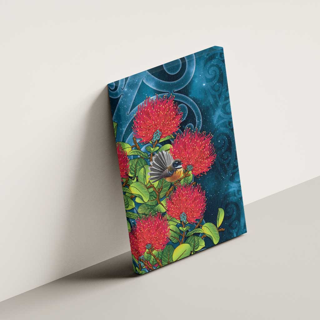 New Zealand Matariki Piwakawaka Canvas Wall Art Maori Koru With Pohutukawa Flowers LT05 - Polynesian Pride
