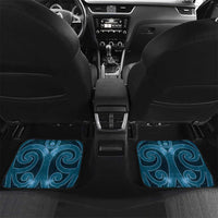 New Zealand Matariki Piwakawaka Car Mats Maori Koru With Pohutukawa Flowers LT05 Set 2pcs - Back Dark Teal - Polynesian Pride