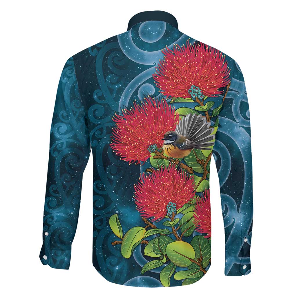 New Zealand Matariki Piwakawaka Family Matching Puletasi and Hawaiian Shirt Maori Koru With Pohutukawa Flowers LT05 - Polynesian Pride
