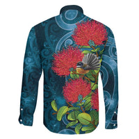 New Zealand Matariki Piwakawaka Family Matching Puletasi and Hawaiian Shirt Maori Koru With Pohutukawa Flowers LT05 - Polynesian Pride
