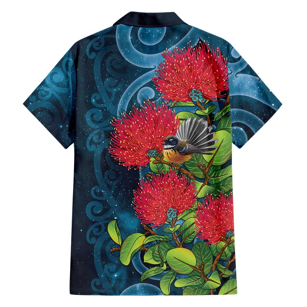 New Zealand Matariki Piwakawaka Hawaiian Shirt Maori Koru With Pohutukawa Flowers LT05 - Polynesian Pride