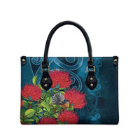 New Zealand Matariki Piwakawaka Leather Bag Maori Koru With Pohutukawa Flowers LT05 - Polynesian Pride