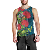 New Zealand Matariki Piwakawaka Men Tank Top Maori Koru With Pohutukawa Flowers LT05 - Polynesian Pride
