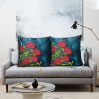 New Zealand Matariki Piwakawaka Pillow Cover Maori Koru With Pohutukawa Flowers LT05 - Polynesian Pride