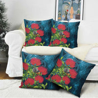 New Zealand Matariki Piwakawaka Pillow Cover Maori Koru With Pohutukawa Flowers LT05 - Polynesian Pride