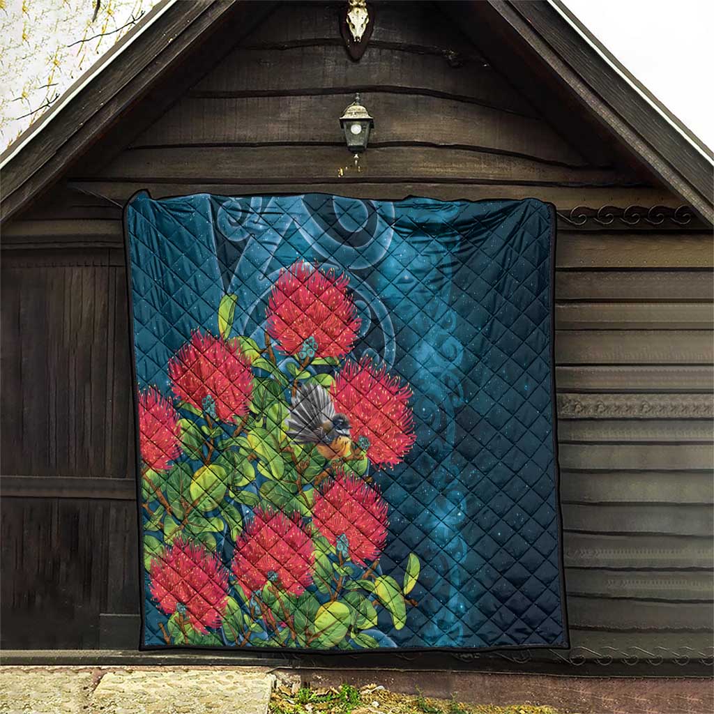 New Zealand Matariki Piwakawaka Quilt Maori Koru With Pohutukawa Flowers LT05 - Polynesian Pride