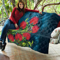 New Zealand Matariki Piwakawaka Quilt Maori Koru With Pohutukawa Flowers LT05 - Polynesian Pride