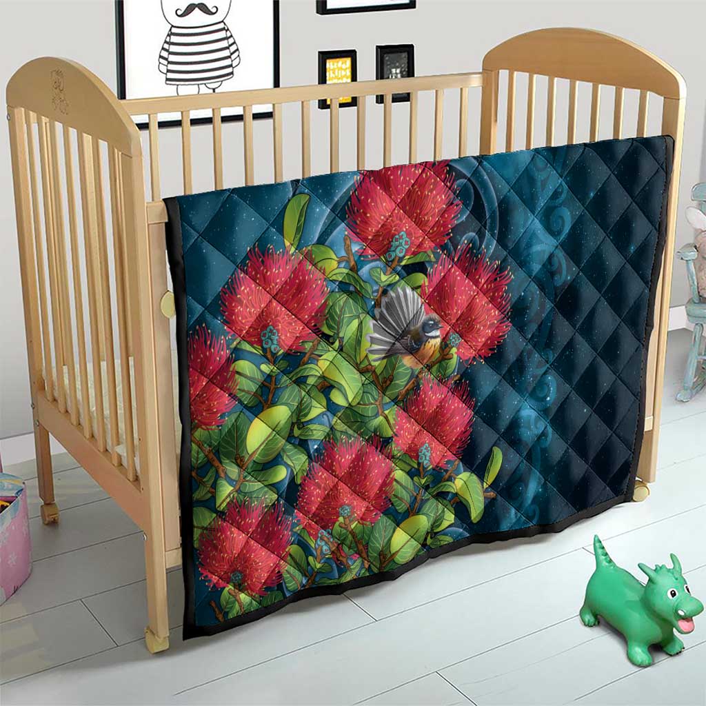 New Zealand Matariki Piwakawaka Quilt Maori Koru With Pohutukawa Flowers LT05 - Polynesian Pride