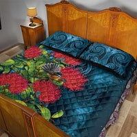 New Zealand Matariki Piwakawaka Quilt Bed Set Maori Koru With Pohutukawa Flowers LT05 - Polynesian Pride