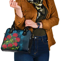 New Zealand Matariki Piwakawaka Shoulder Handbag Maori Koru With Pohutukawa Flowers LT05 - Polynesian Pride