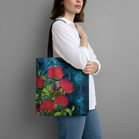 New Zealand Matariki Piwakawaka Tote Bag Maori Koru With Pohutukawa Flowers LT05 - Polynesian Pride