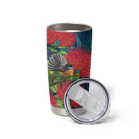 New Zealand Matariki Piwakawaka Tumbler Cup Maori Koru With Pohutukawa Flowers LT05 - Polynesian Pride