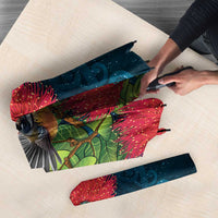 New Zealand Matariki Piwakawaka Umbrella Maori Koru With Pohutukawa Flowers LT05 - Polynesian Pride