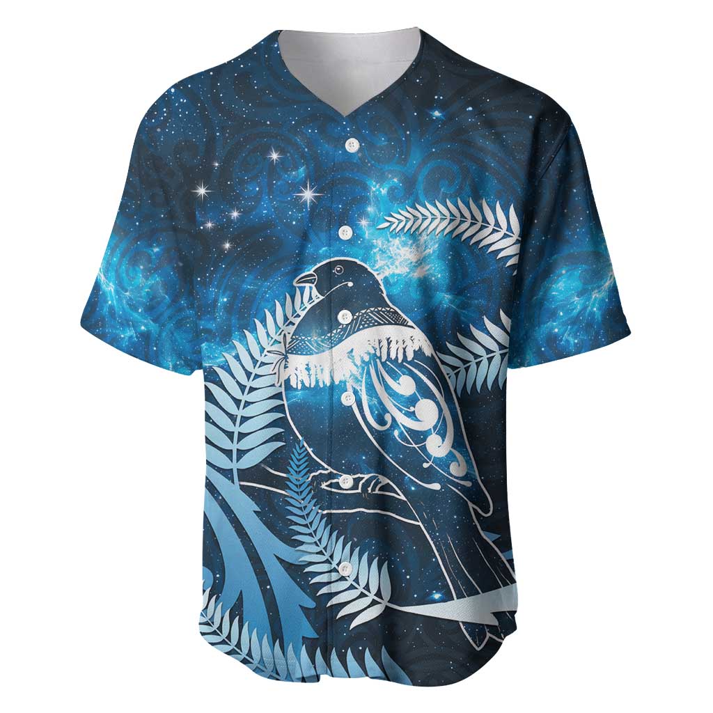 New Zealand Matariki Baseball Jersey Pigeon Kereru Maori Fern Art LT05 Blue - Polynesian Pride
