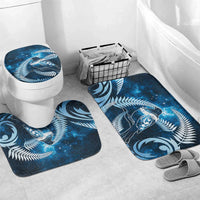 New Zealand Matariki Bathroom Set Pigeon Kereru Maori Fern Art LT05 Mat Set Only (3 pcs) One Size Blue - Polynesian Pride