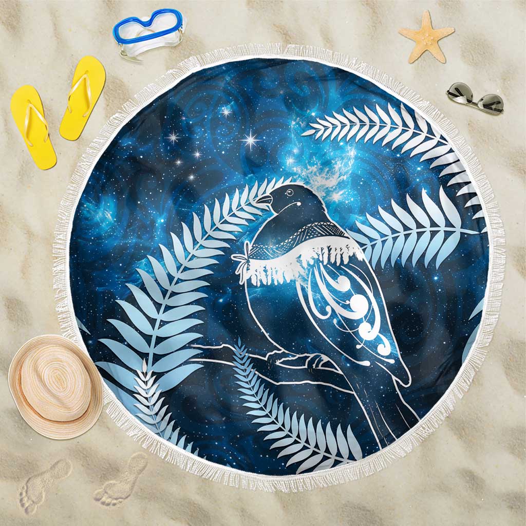 New Zealand Matariki Beach Blanket Pigeon Kereru Maori Fern Art LT05 One Size 150cm Blue - Polynesian Pride