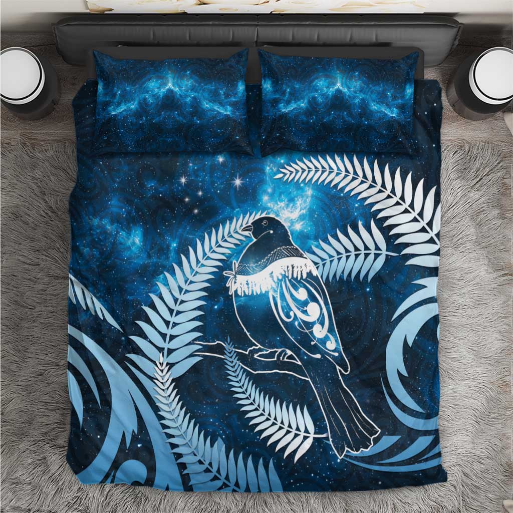 New Zealand Matariki Bedding Set Pigeon Kereru Maori Fern Art LT05 Blue - Polynesian Pride