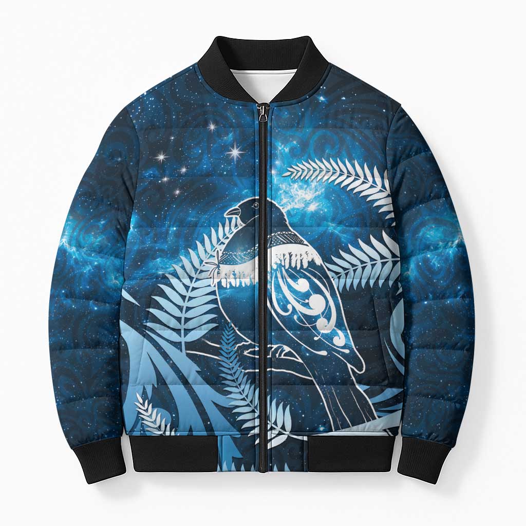 New Zealand Matariki Bomber Puffer Jacket Pigeon Kereru Maori Fern Art