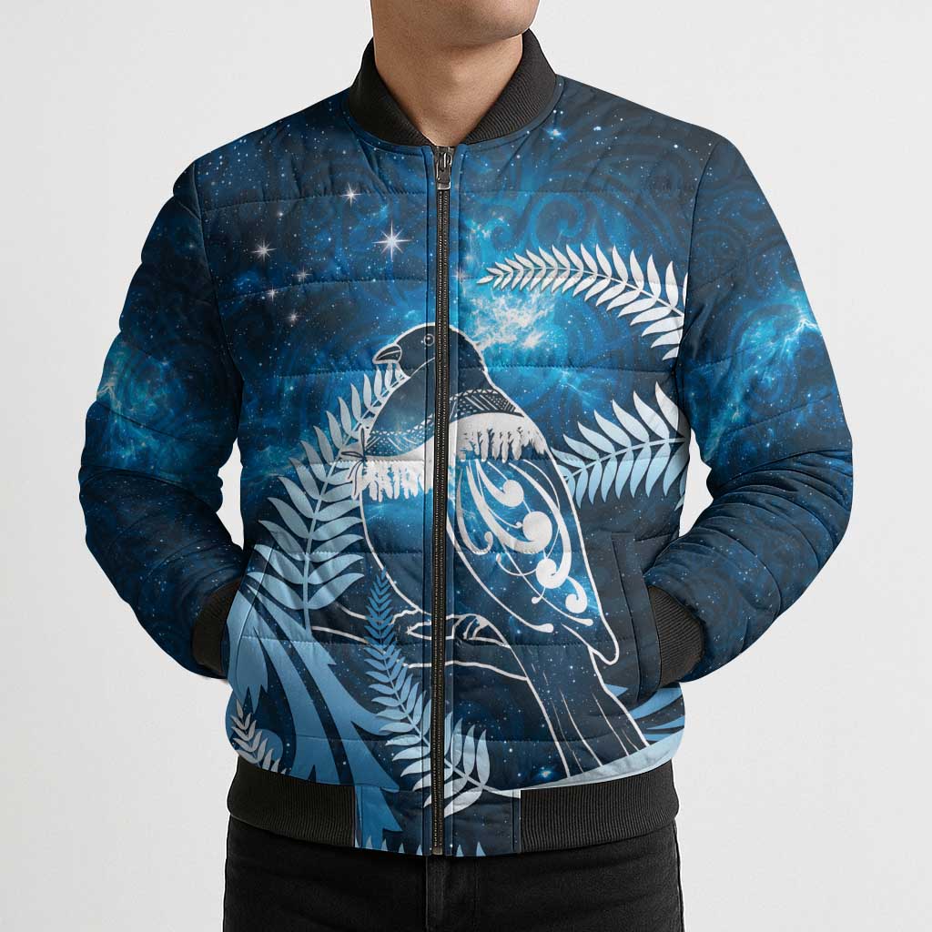 New Zealand Matariki Bomber Puffer Jacket Pigeon Kereru Maori Fern Art LT05 - Polynesian Pride
