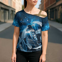 New Zealand Matariki Cross Shoulder Shirt Pigeon Kereru Maori Fern Art LT05 - Polynesian Pride