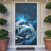 New Zealand Matariki Door Cover Pigeon Kereru Maori Fern Art LT05 Blue - Polynesian Pride