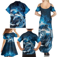 New Zealand Matariki Family Matching Summer Maxi Dress and Hawaiian Shirt Pigeon Kereru Maori Fern Art LT05 - Polynesian Pride