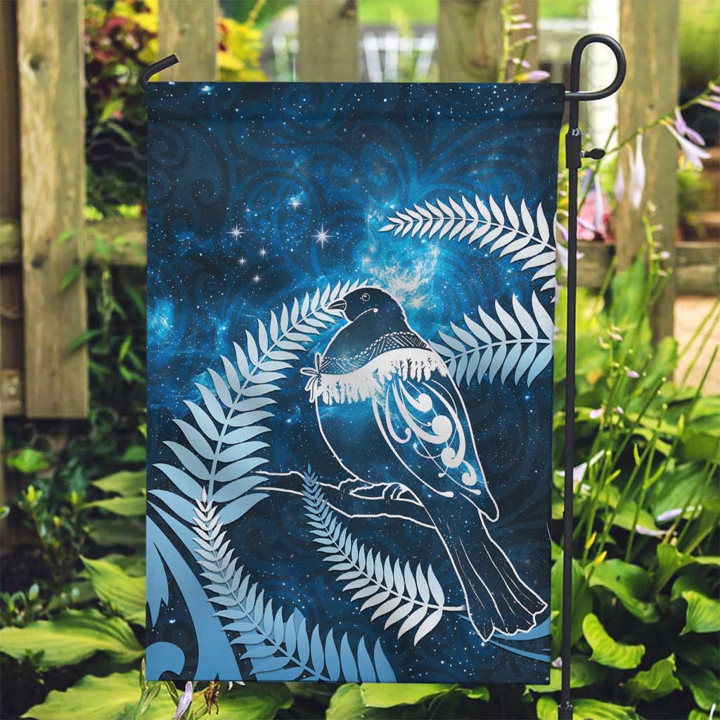 New Zealand Matariki Garden Flag Pigeon Kereru Maori Fern Art LT05 Garden Flag Blue - Polynesian Pride