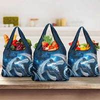 New Zealand Matariki Grocery Bag Pigeon Kereru Maori Fern Art LT05 3-pack One Size Blue - Polynesian Pride