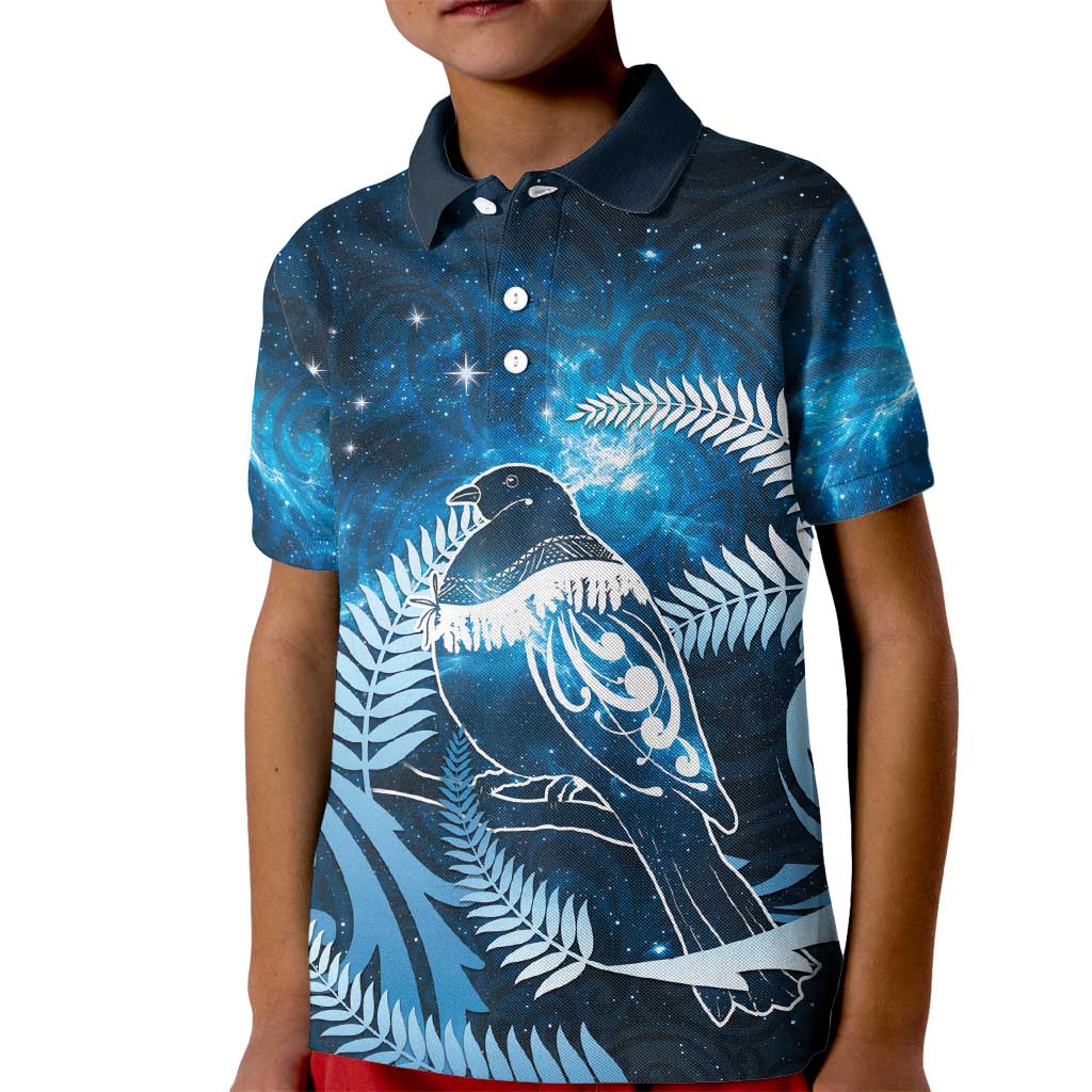 New Zealand Matariki Kid Polo Shirt Pigeon Kereru Maori Fern Art LT05 Kid Blue - Polynesian Pride